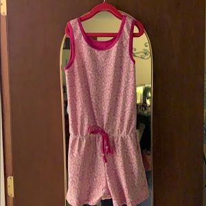 Pink and white lace romper